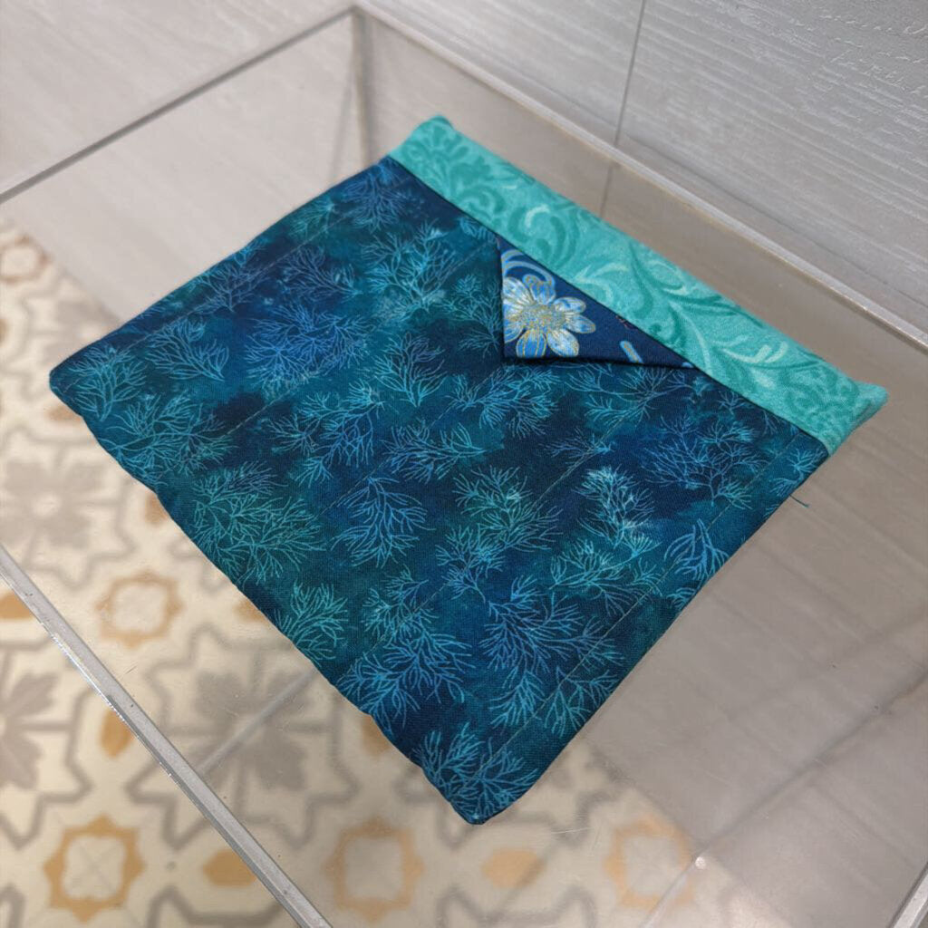 Blue Quilted Print Pouch Purse