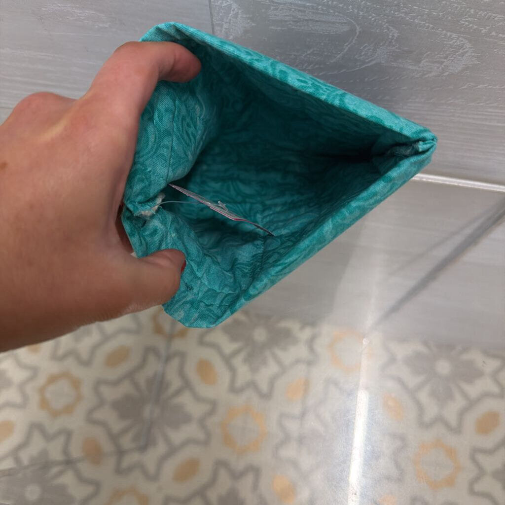 Blue Quilted Print Pouch Purse