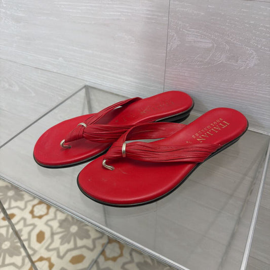 Italian Shoemakers Red Leather Aleena Sandals 8