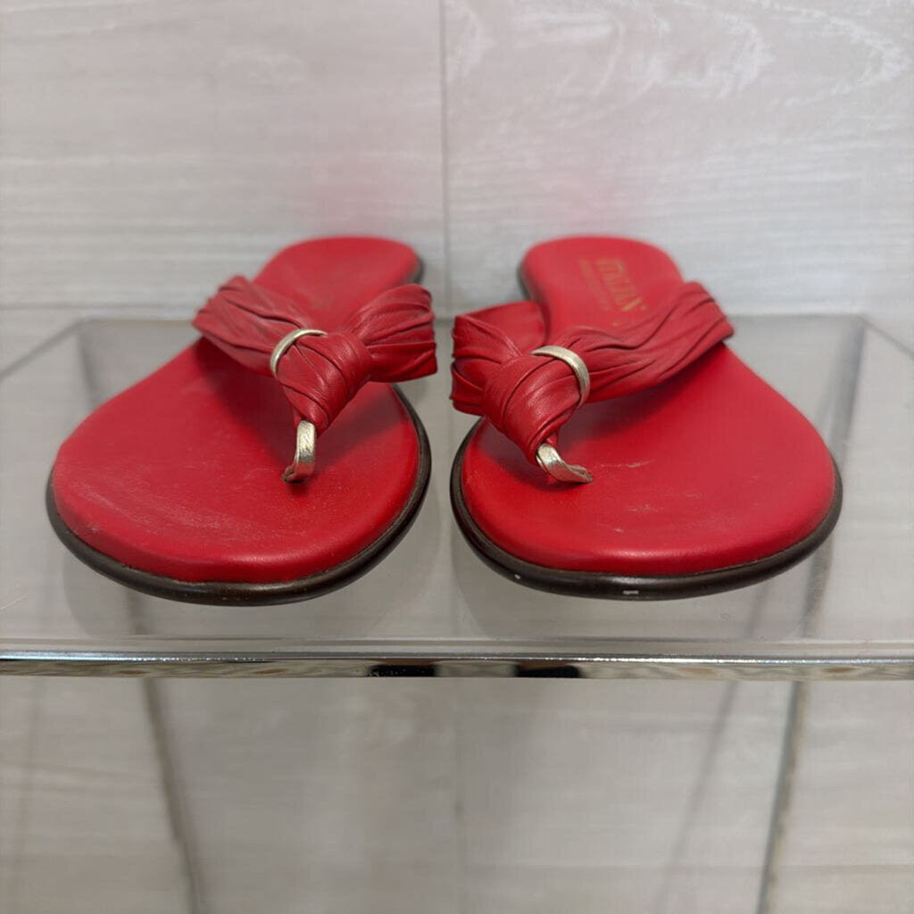 Italian Shoemakers Red Leather Aleena Sandals 8