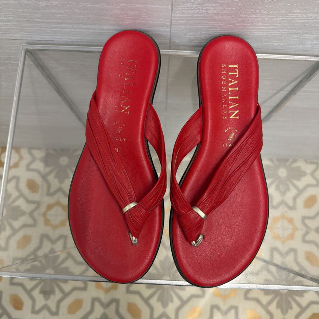 Italian Shoemakers Red Leather Aleena Sandals 8