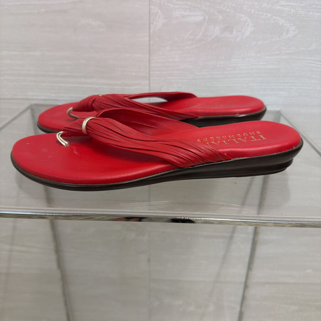 Italian Shoemakers Red Leather Aleena Sandals 8