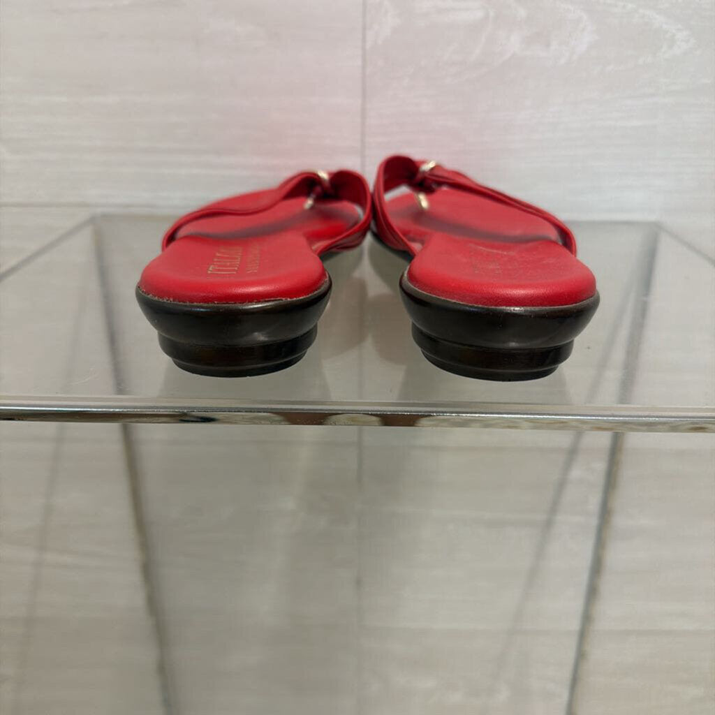 Italian Shoemakers Red Leather Aleena Sandals 8
