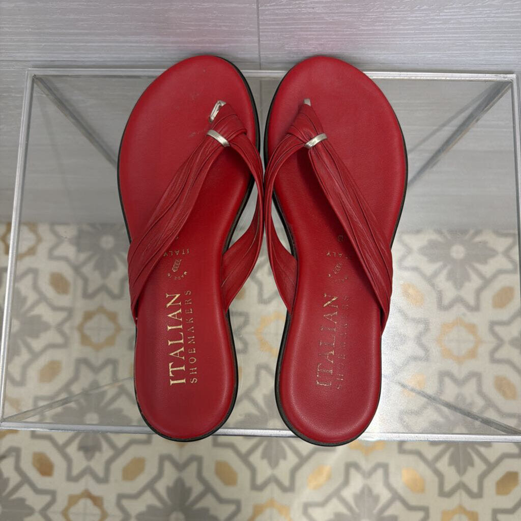Italian Shoemakers Red Leather Aleena Sandals 8