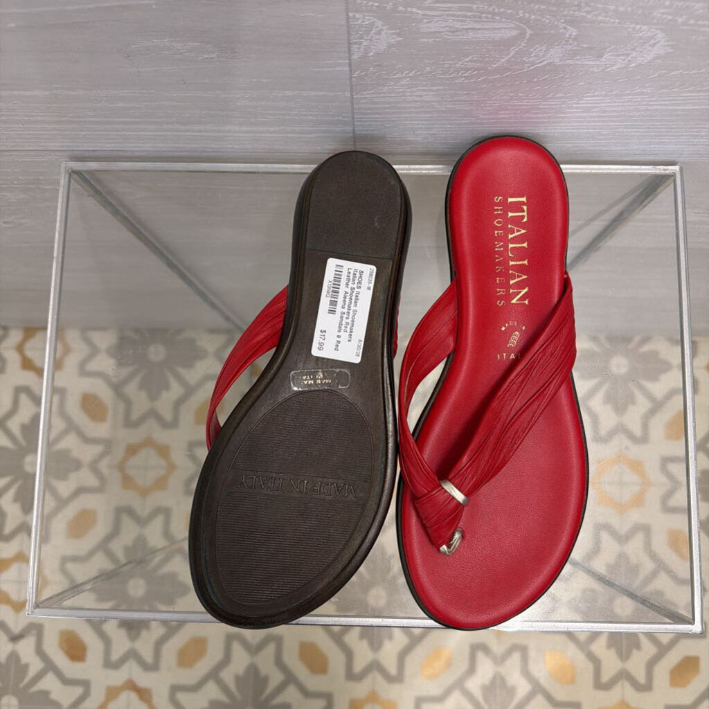 Italian Shoemakers Red Leather Aleena Sandals 8