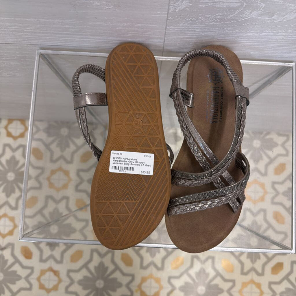 Harborsides Grey Strappy Janessa Sling Sandals 7.5