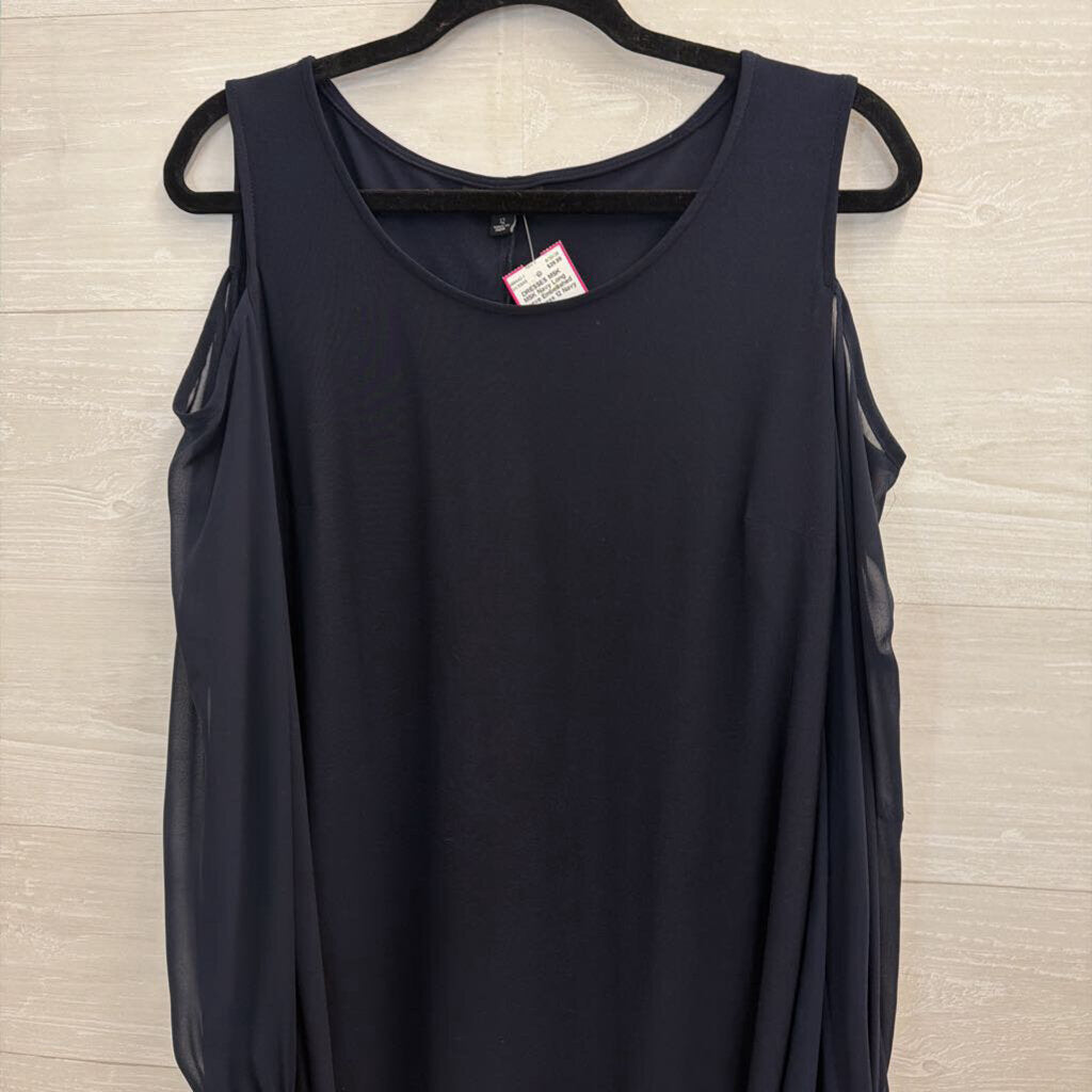 MSK Navy Long Sleeve Embellished Cuff Dress 12
