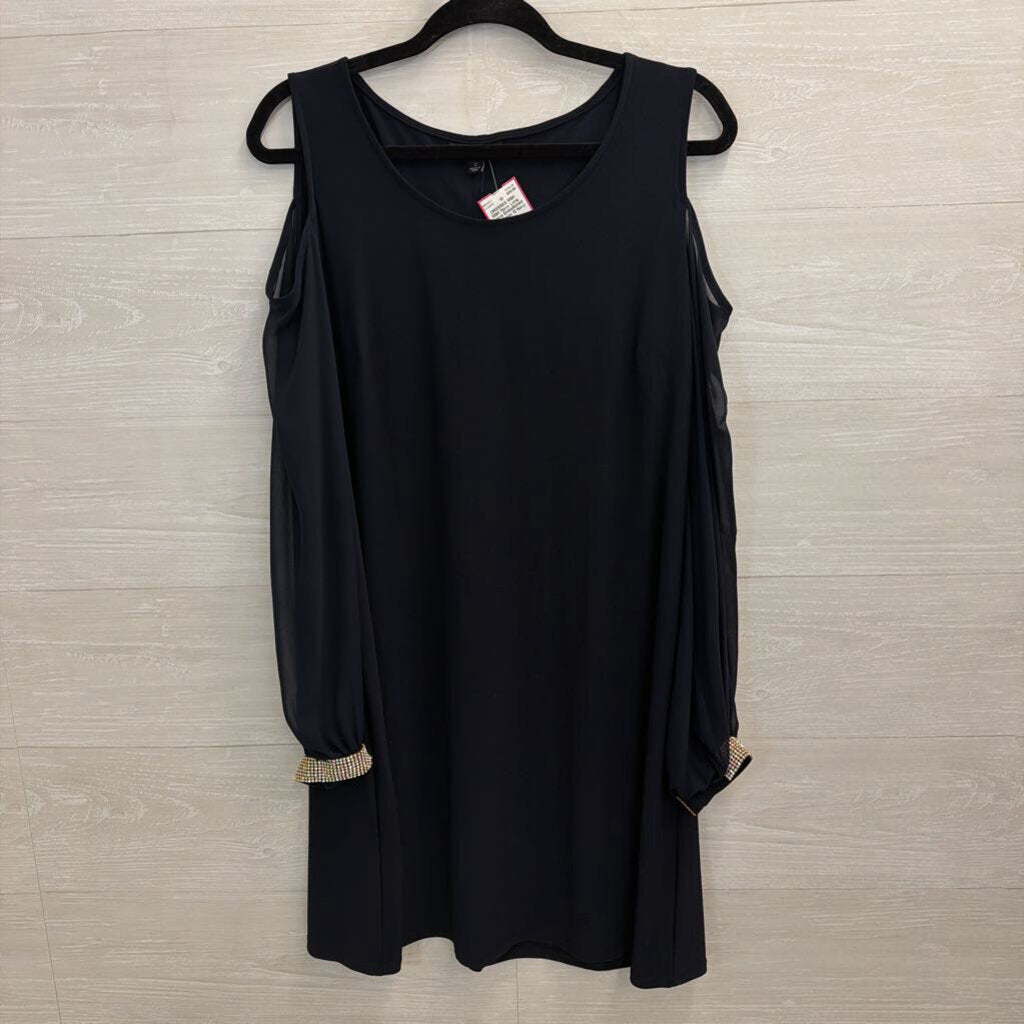 MSK Navy Long Sleeve Embellished Cuff Dress 12