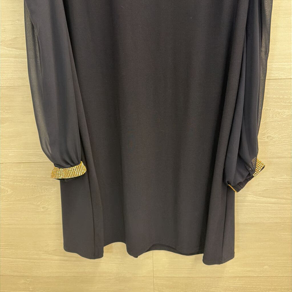 MSK Navy Long Sleeve Embellished Cuff Dress 12