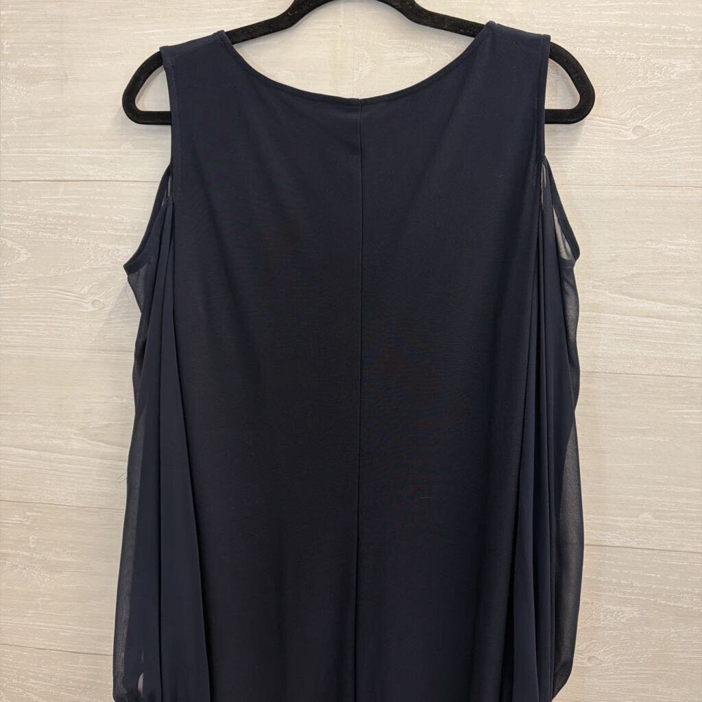 MSK Navy Long Sleeve Embellished Cuff Dress 12