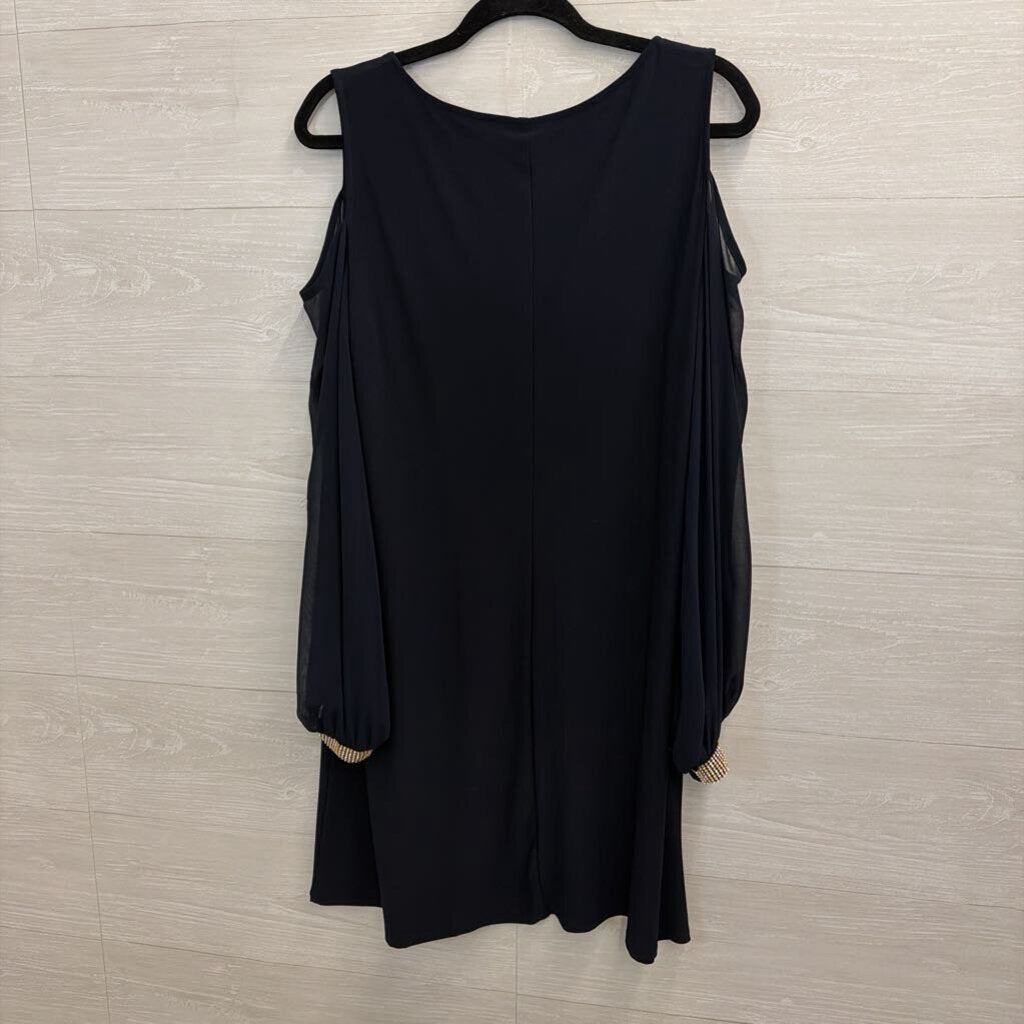 MSK Navy Long Sleeve Embellished Cuff Dress 12