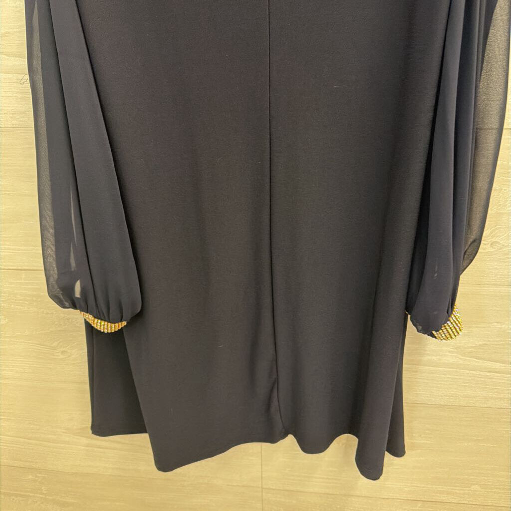 MSK Navy Long Sleeve Embellished Cuff Dress 12
