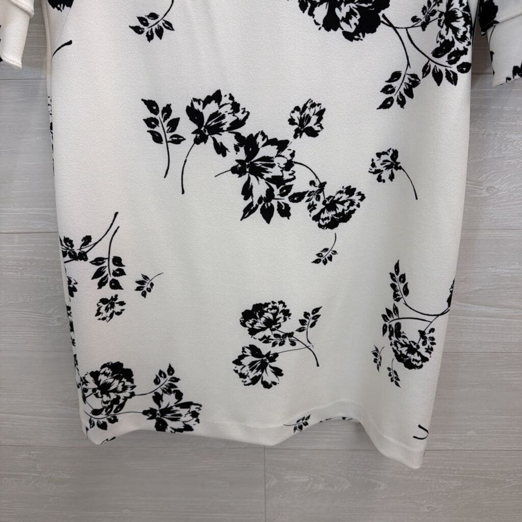 Ralph Lauren White/ Black Print Ruffle Sleeve Dress 10