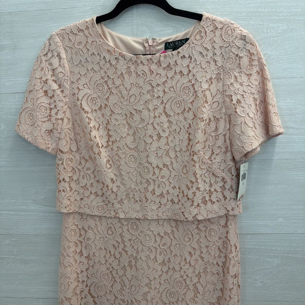 Ralph Lauren Pink Lace Short Sleeve Dress 10