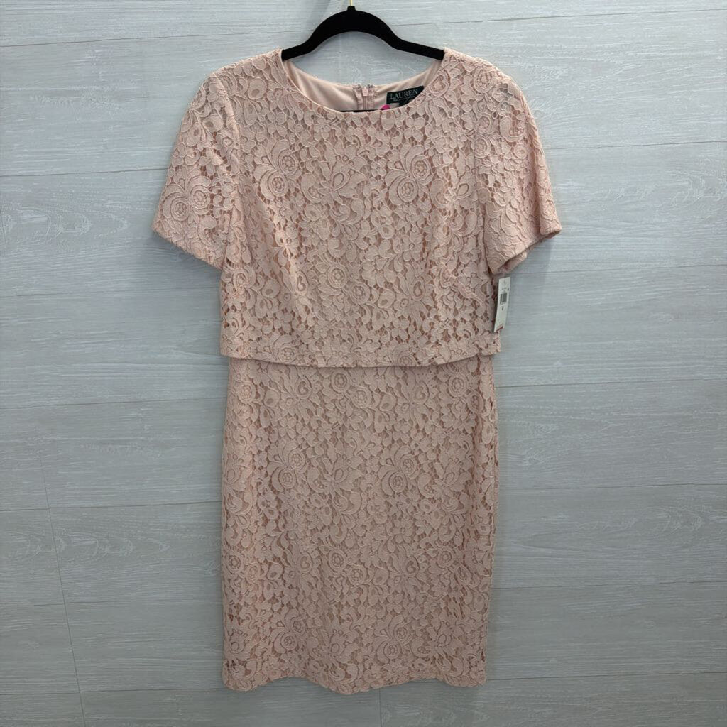 Ralph Lauren Pink Lace Short Sleeve Dress 10