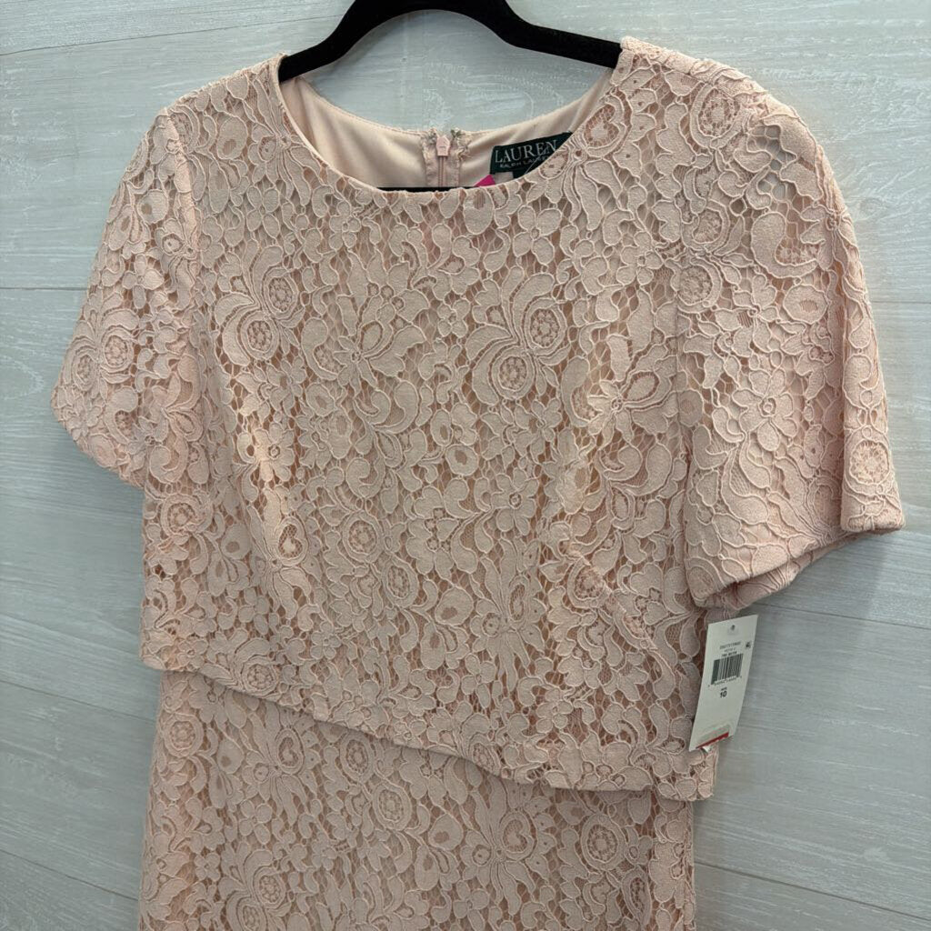 Ralph Lauren Pink Lace Short Sleeve Dress 10