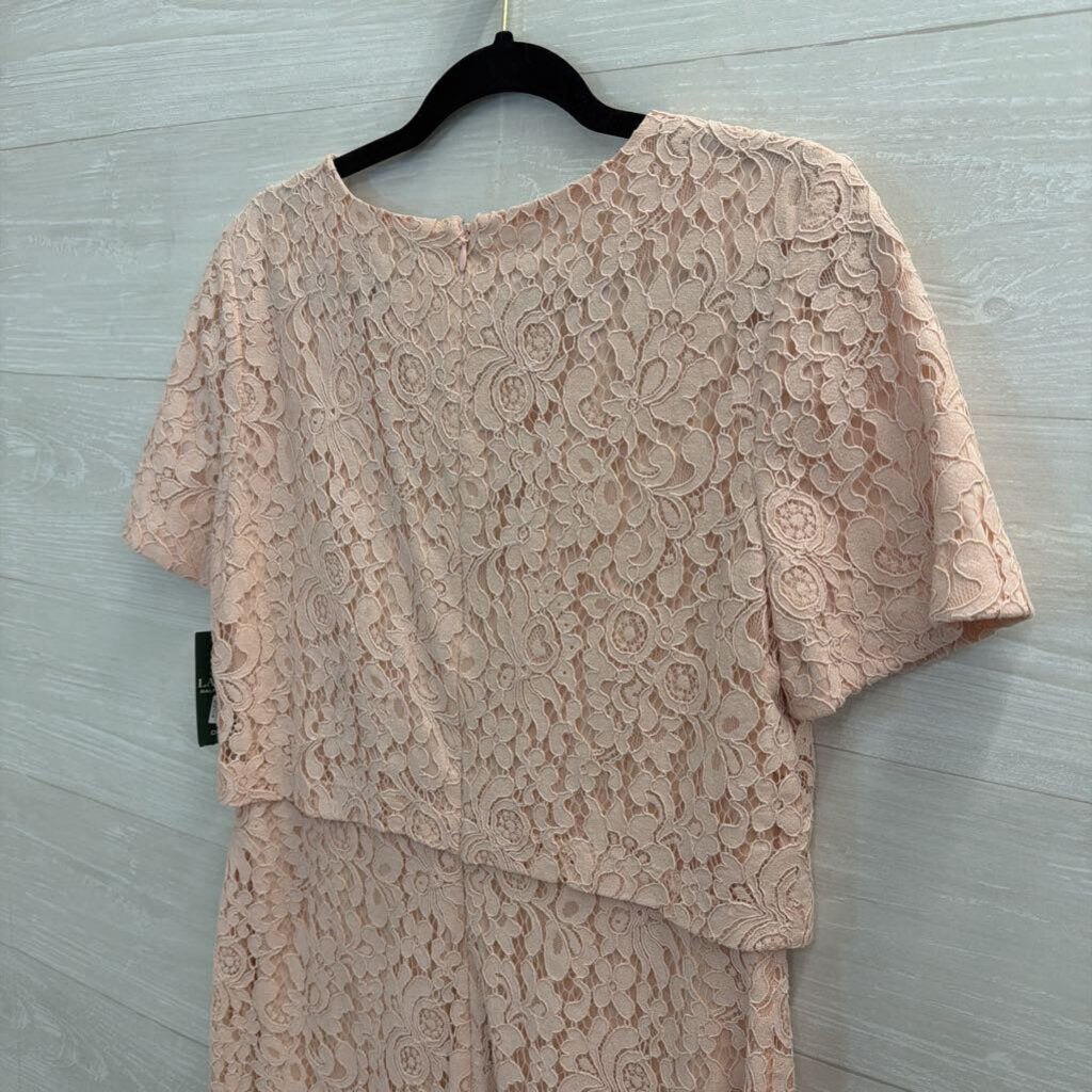 Ralph Lauren Pink Lace Short Sleeve Dress 10