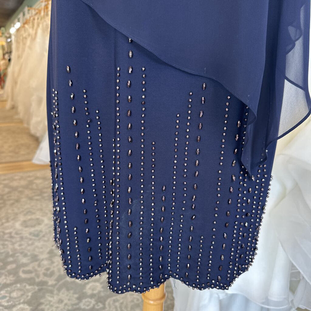 DJ Jaz Navy Cape Top Embellished Skirt Short Formal Dress 12