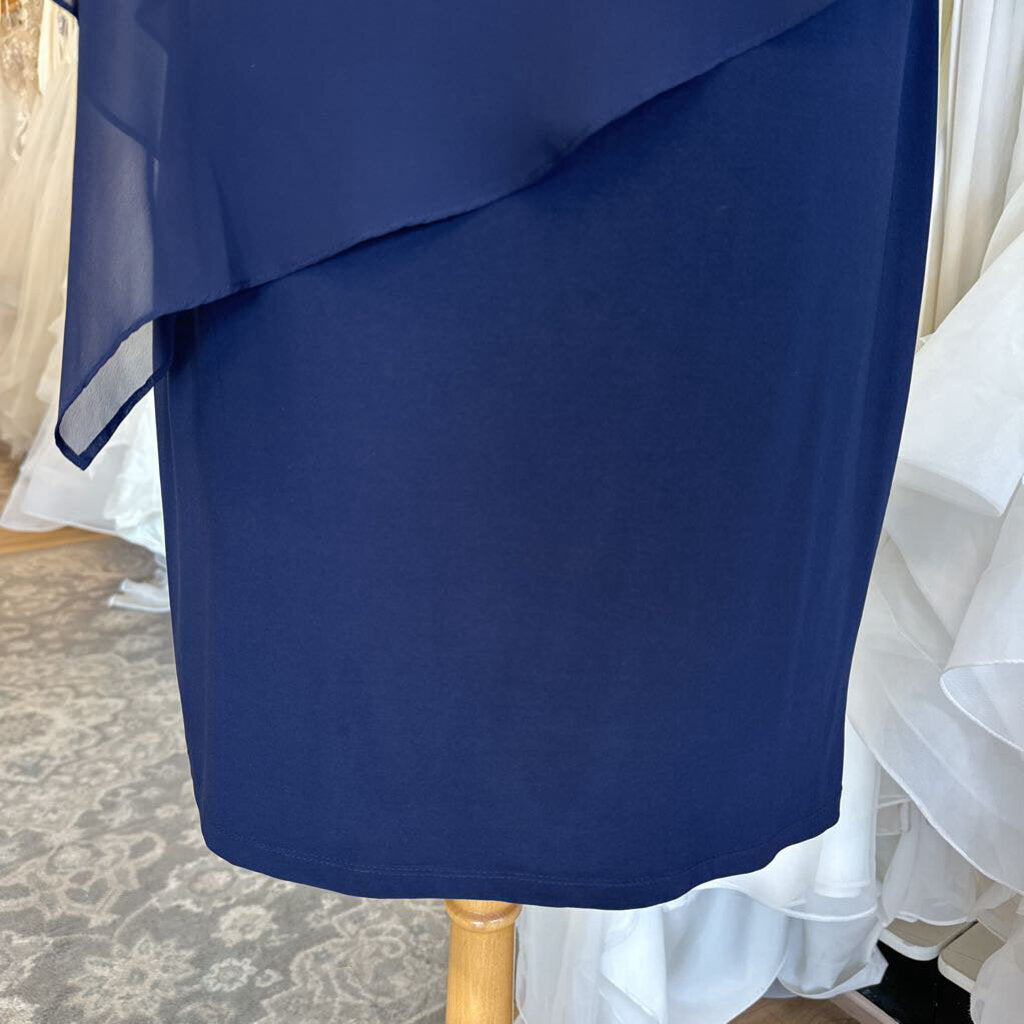 DJ Jaz Navy Cape Top Embellished Skirt Short Formal Dress 12