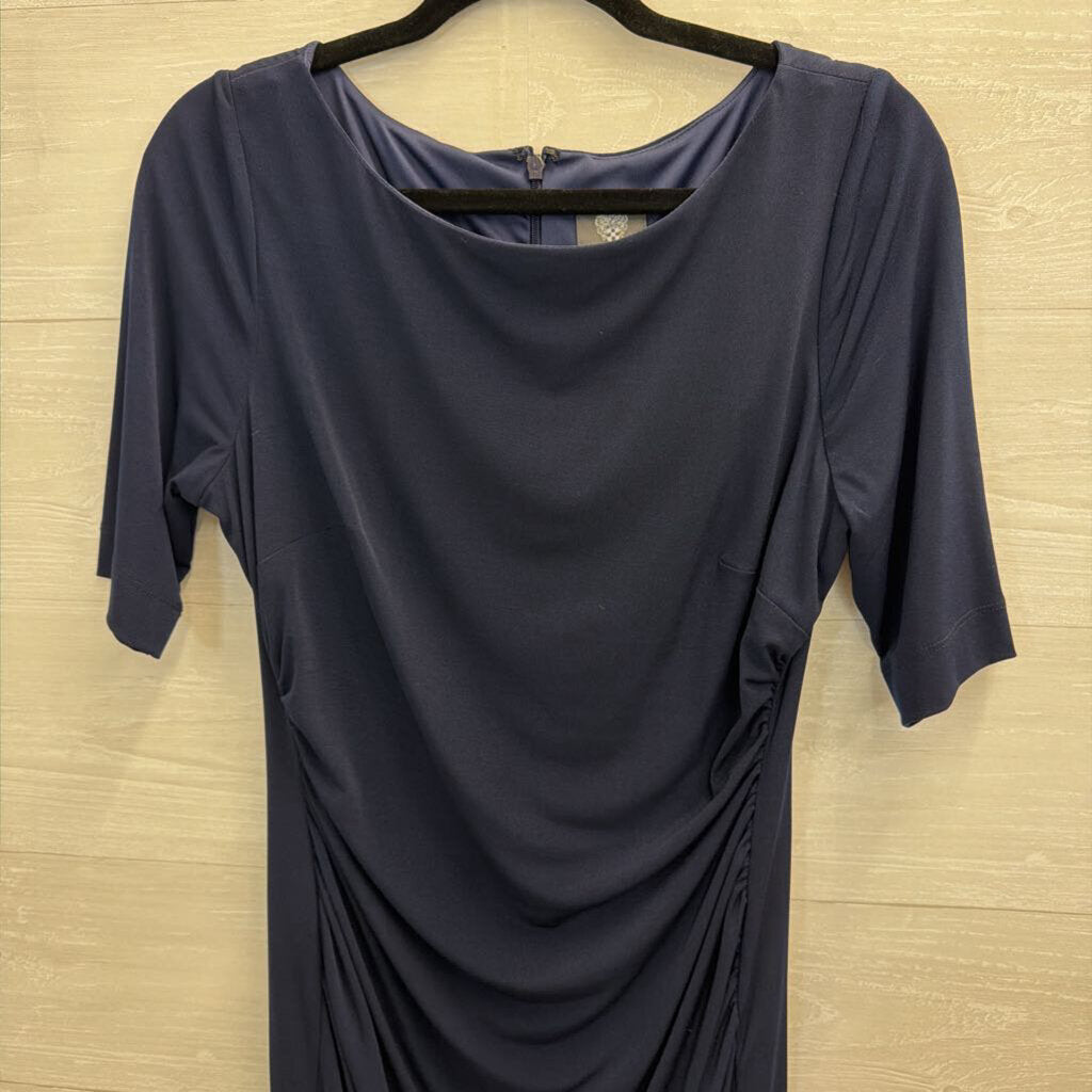 Vince Camuto Navy Short Sleeve Ruched Detail Dress 12