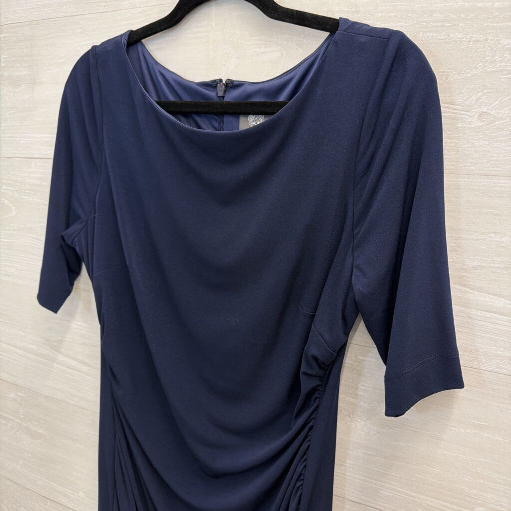 Vince Camuto Navy Short Sleeve Ruched Detail Dress 12
