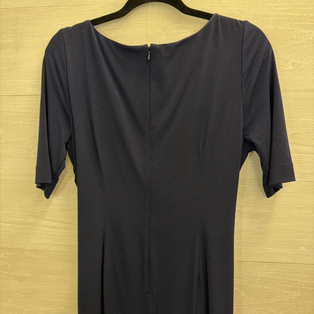 Vince Camuto Navy Short Sleeve Ruched Detail Dress 12