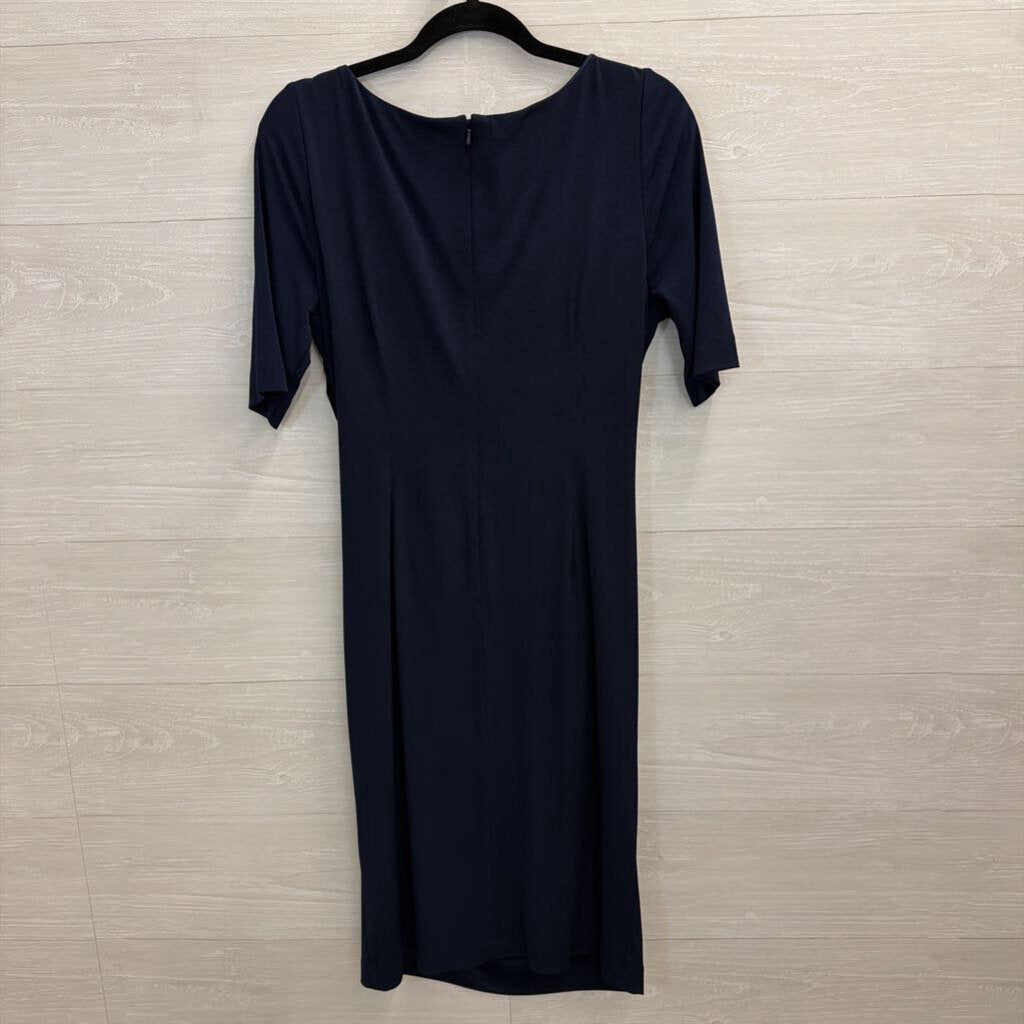 Vince Camuto Navy Short Sleeve Ruched Detail Dress 12