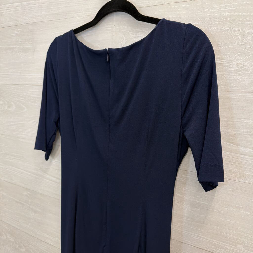 Vince Camuto Navy Short Sleeve Ruched Detail Dress 12