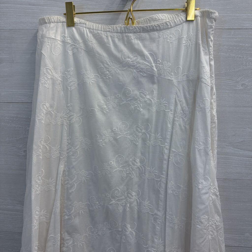J Jill White Embroidered Maxi Skirt 14