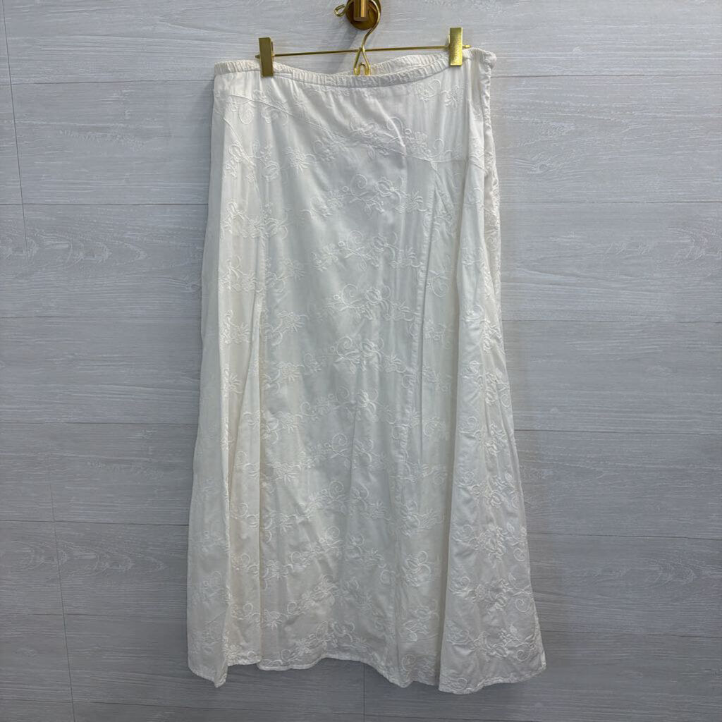 J Jill White Embroidered Maxi Skirt 14