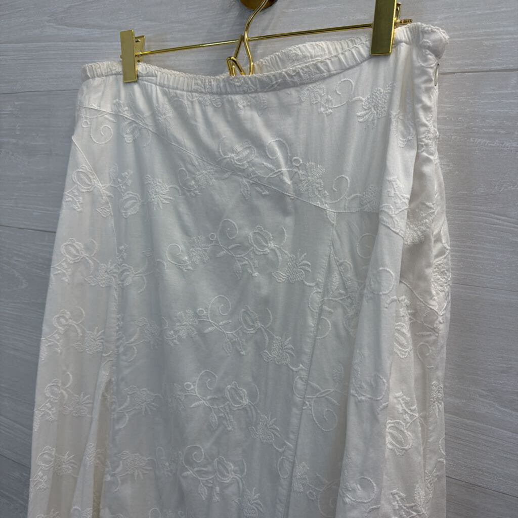 J Jill White Embroidered Maxi Skirt 14