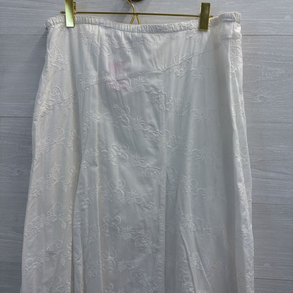 J Jill White Embroidered Maxi Skirt 14
