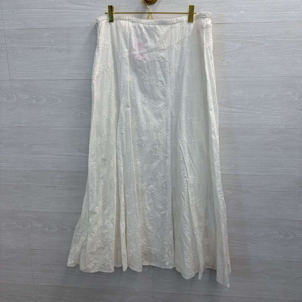 J Jill White Embroidered Maxi Skirt 14