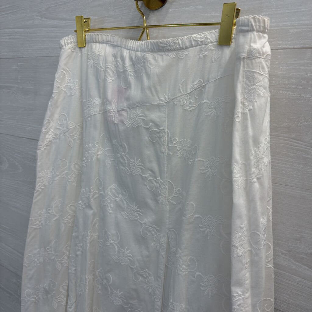 J Jill White Embroidered Maxi Skirt 14