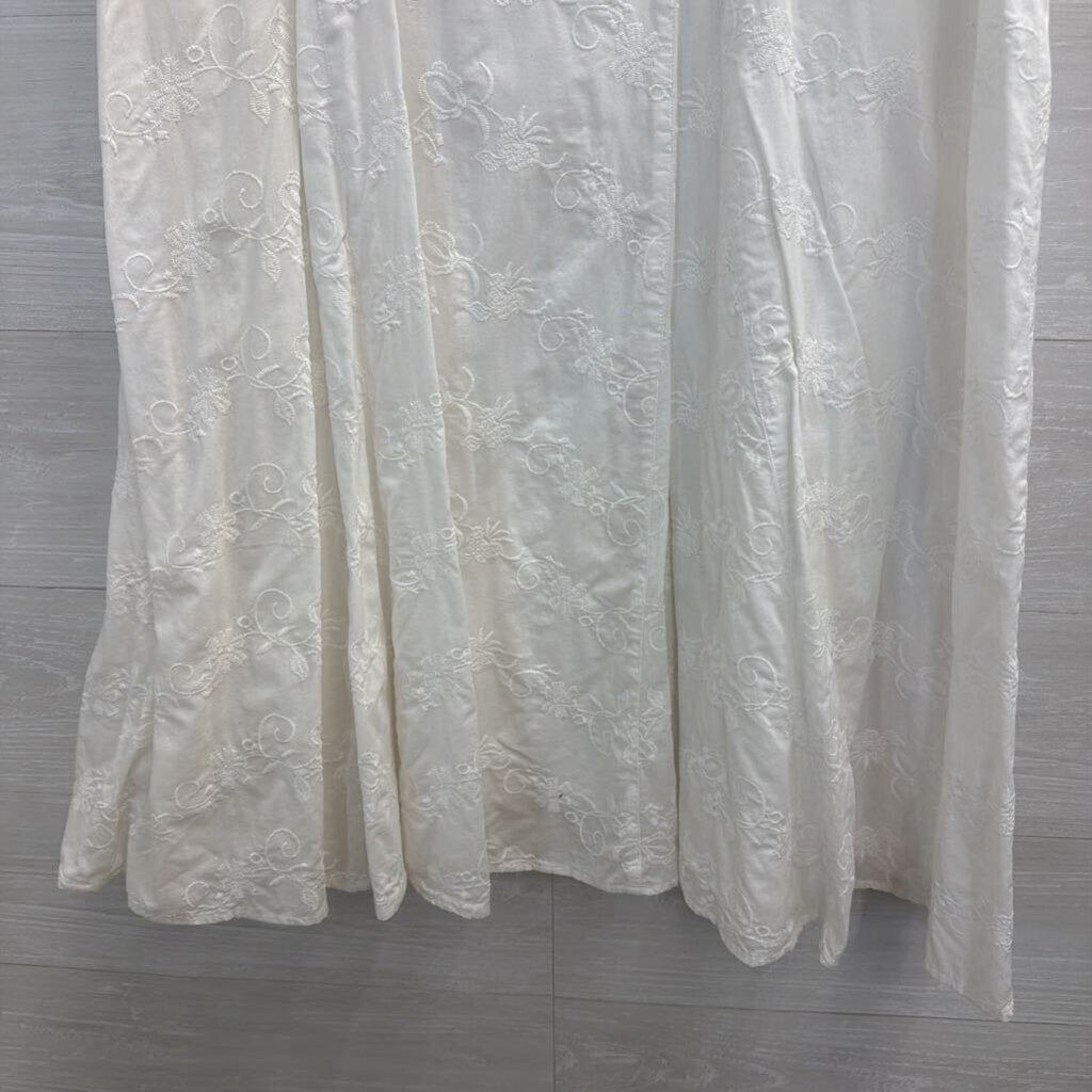 J Jill White Embroidered Maxi Skirt 14