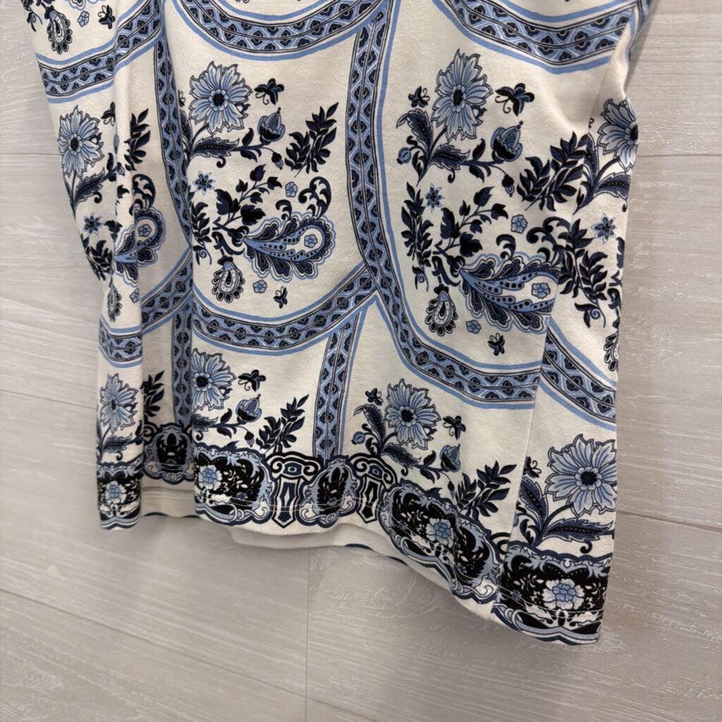 B Moss White/ Blue Print Tank Top Medium