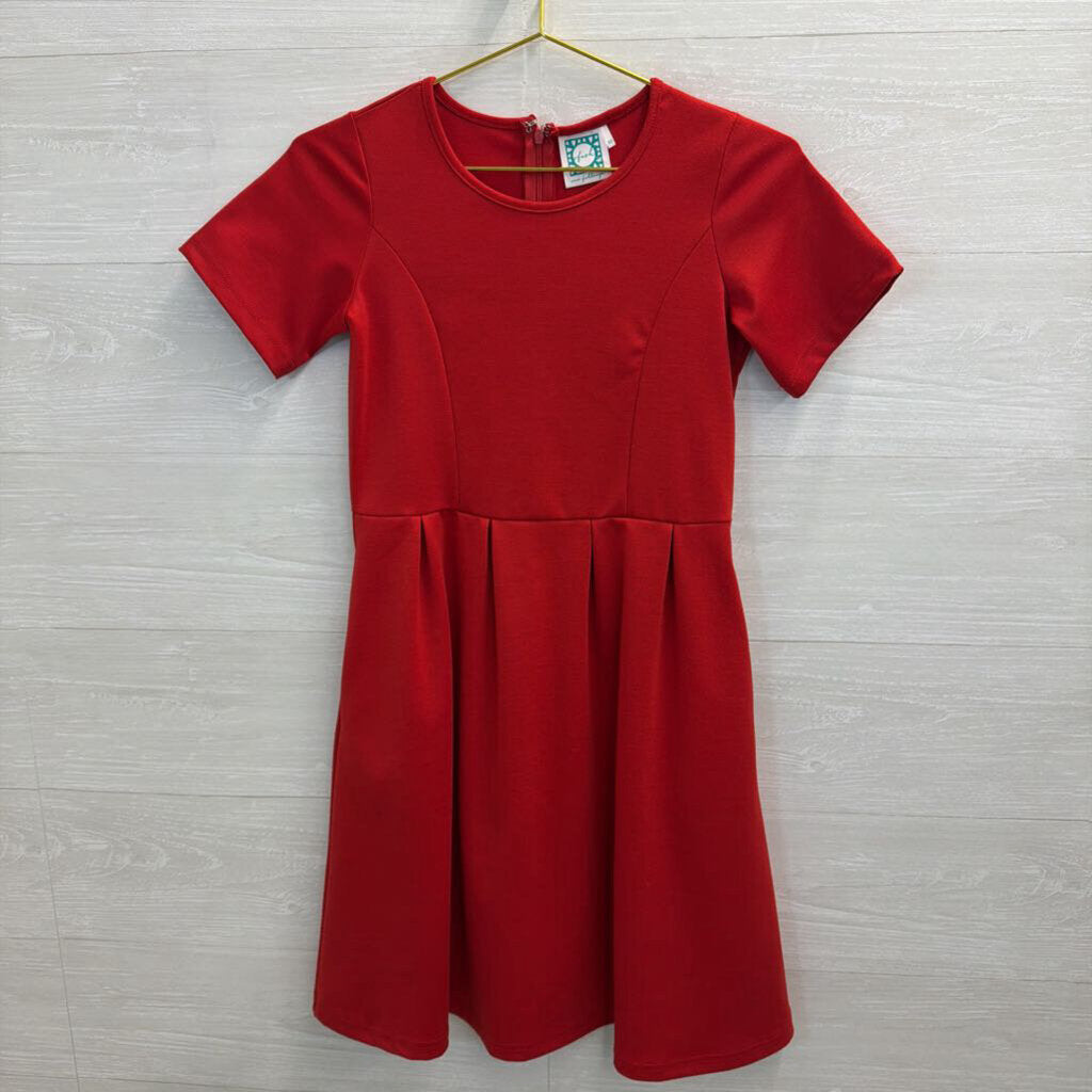 V Fish Red Short Sleeve Dress Extra Small