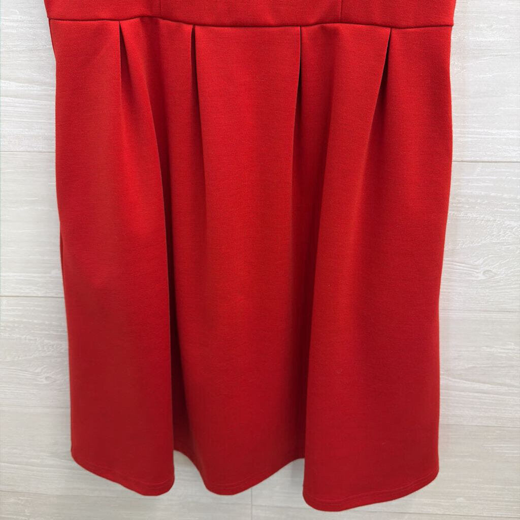 V Fish Red Short Sleeve Dress Extra Small