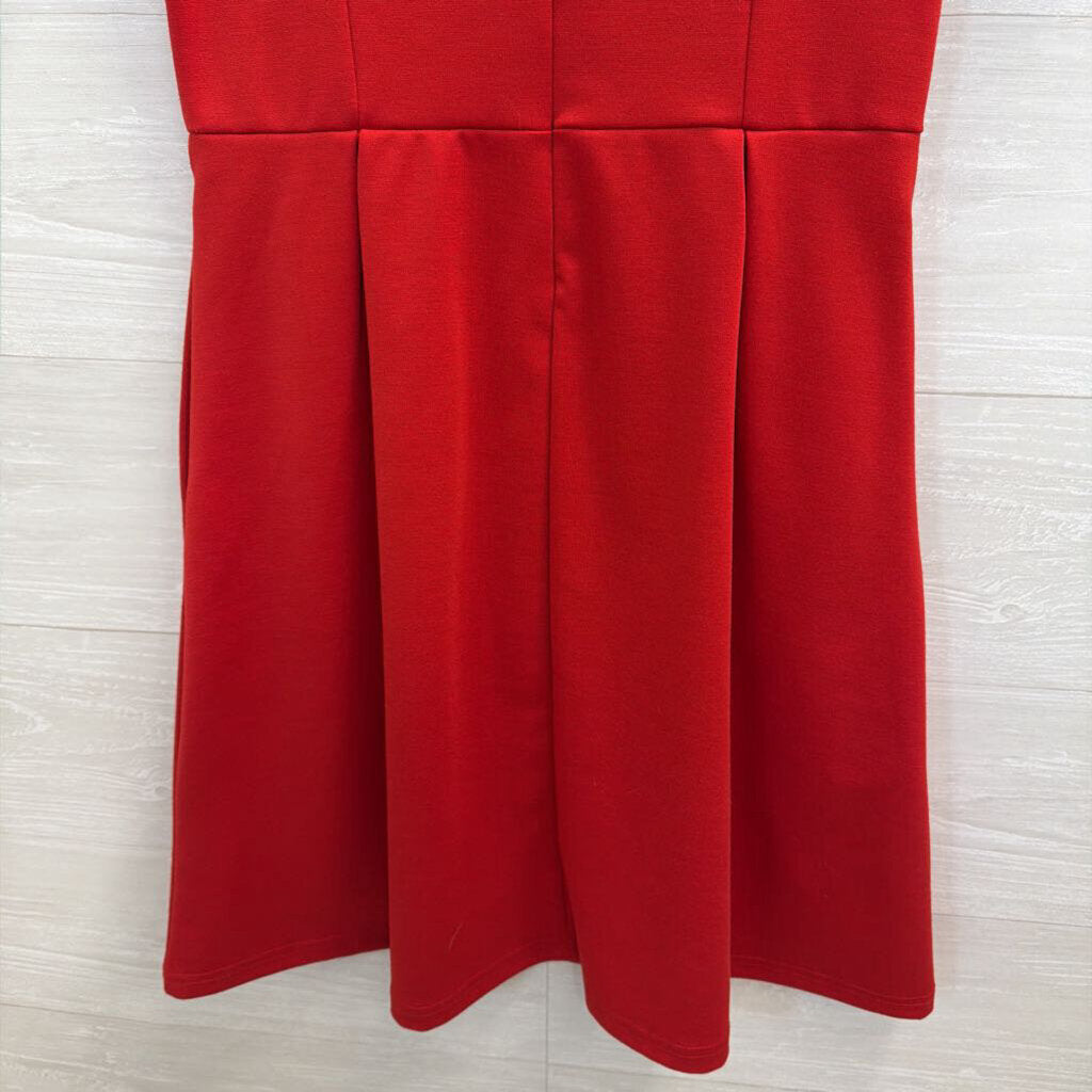 V Fish Red Short Sleeve Dress Extra Small