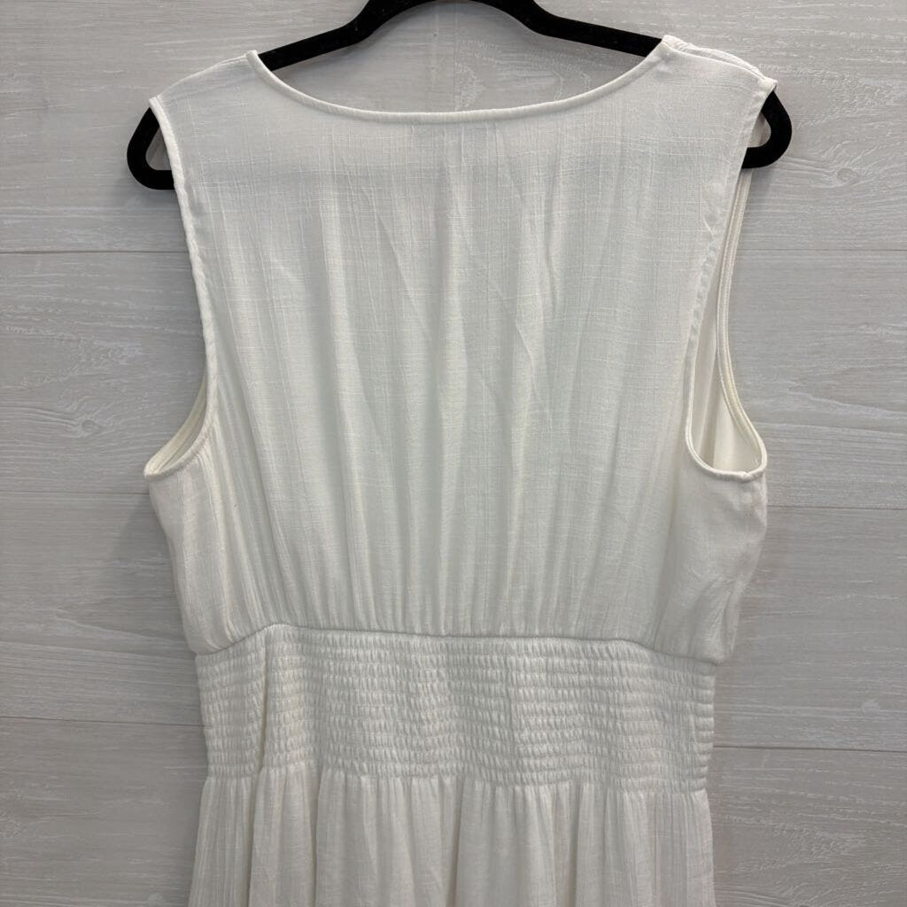 J Gee White/ Blue Embroidered Detail Sleeveless Maxi Dress Extra Large