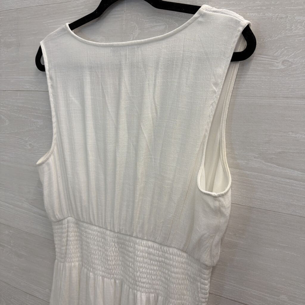 J Gee White/ Blue Embroidered Detail Sleeveless Maxi Dress Extra Large