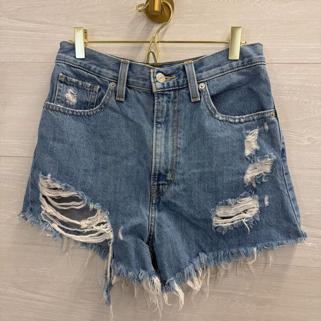 Levi Medium Wash Distressed Denim Shorts 27