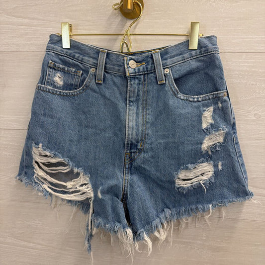 Levi Medium Wash Distressed Denim Shorts 27