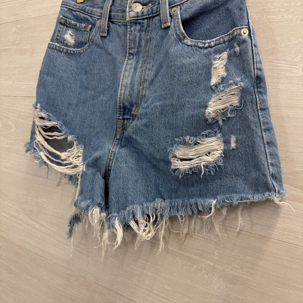 Levi Medium Wash Distressed Denim Shorts 27