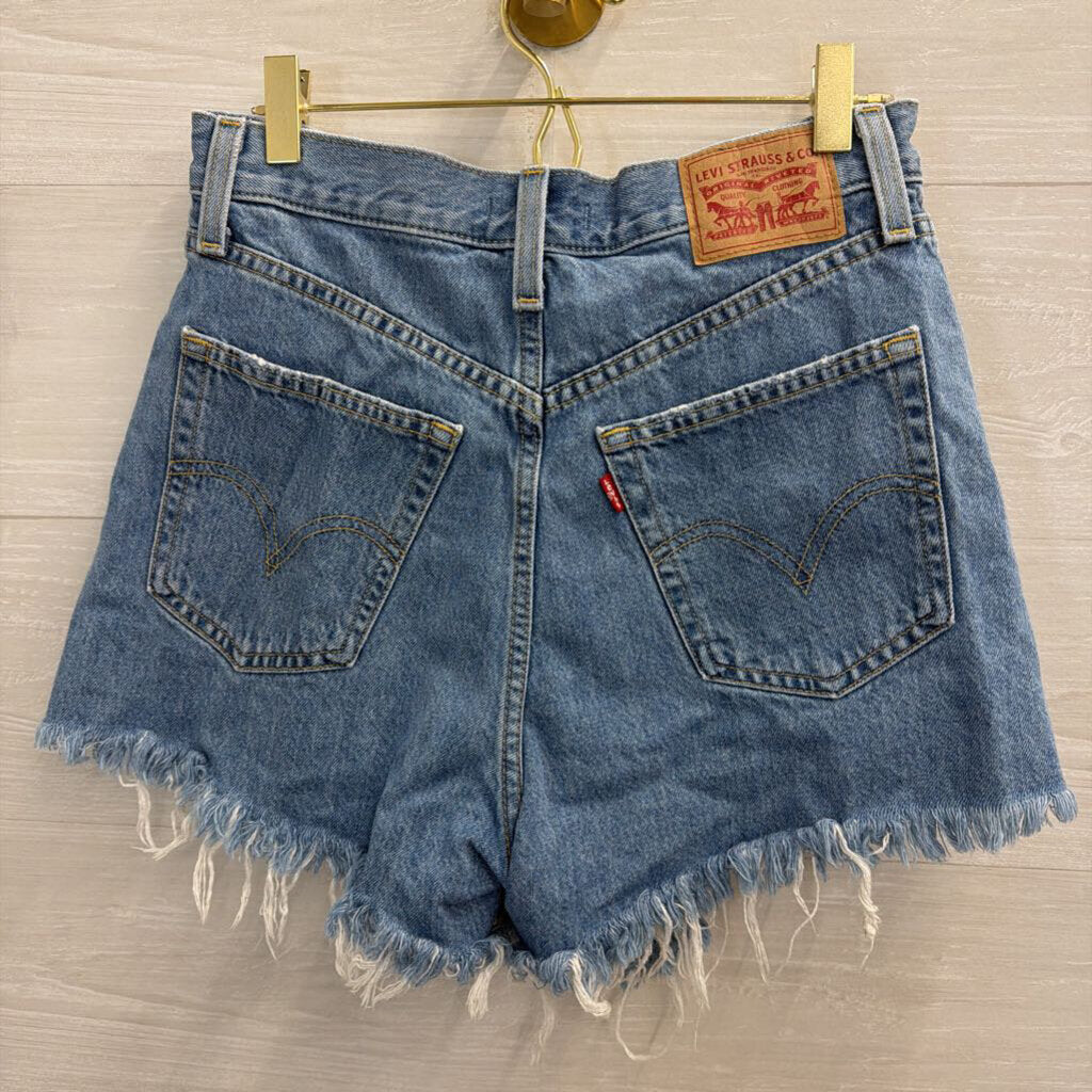 Levi Medium Wash Distressed Denim Shorts 27