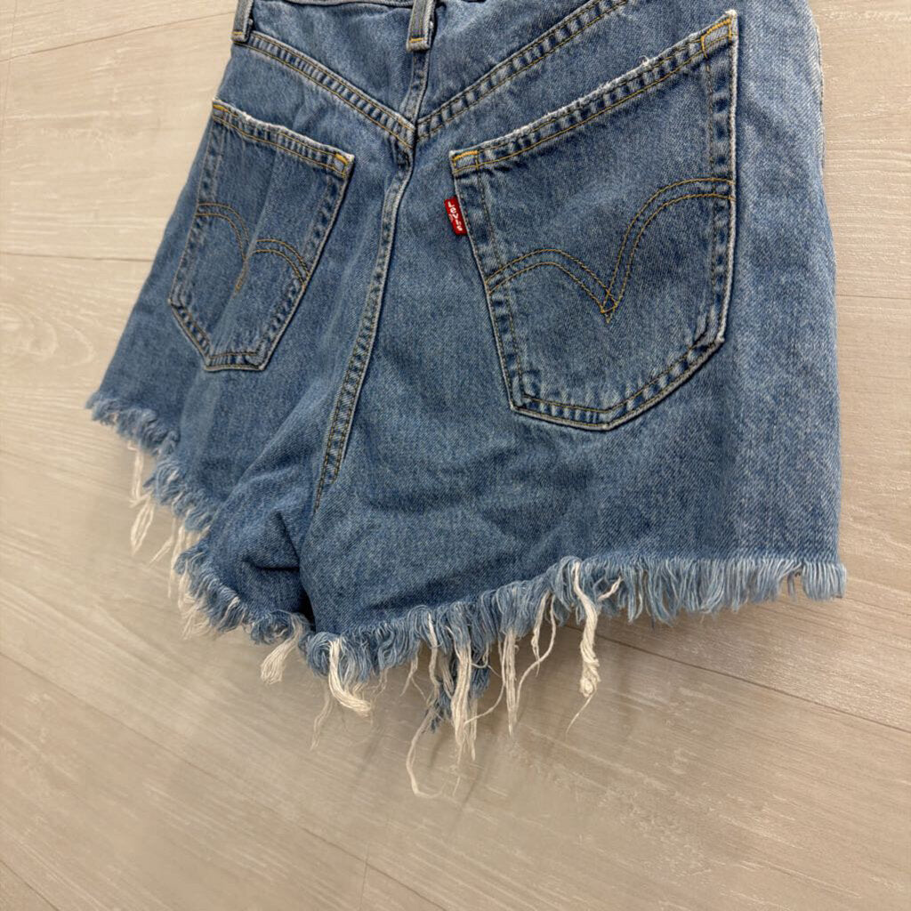 Levi Medium Wash Distressed Denim Shorts 27