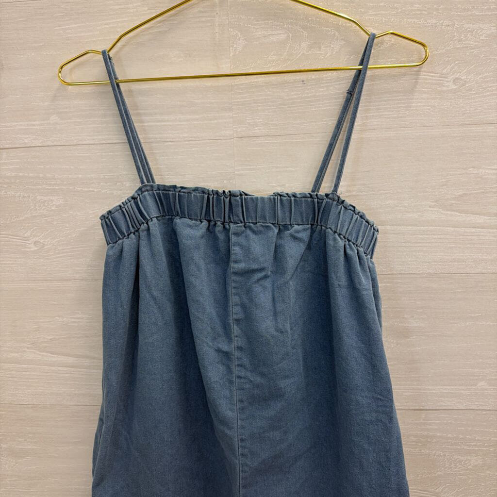 Blue Chambray Wide Leg Jumpsuit Small