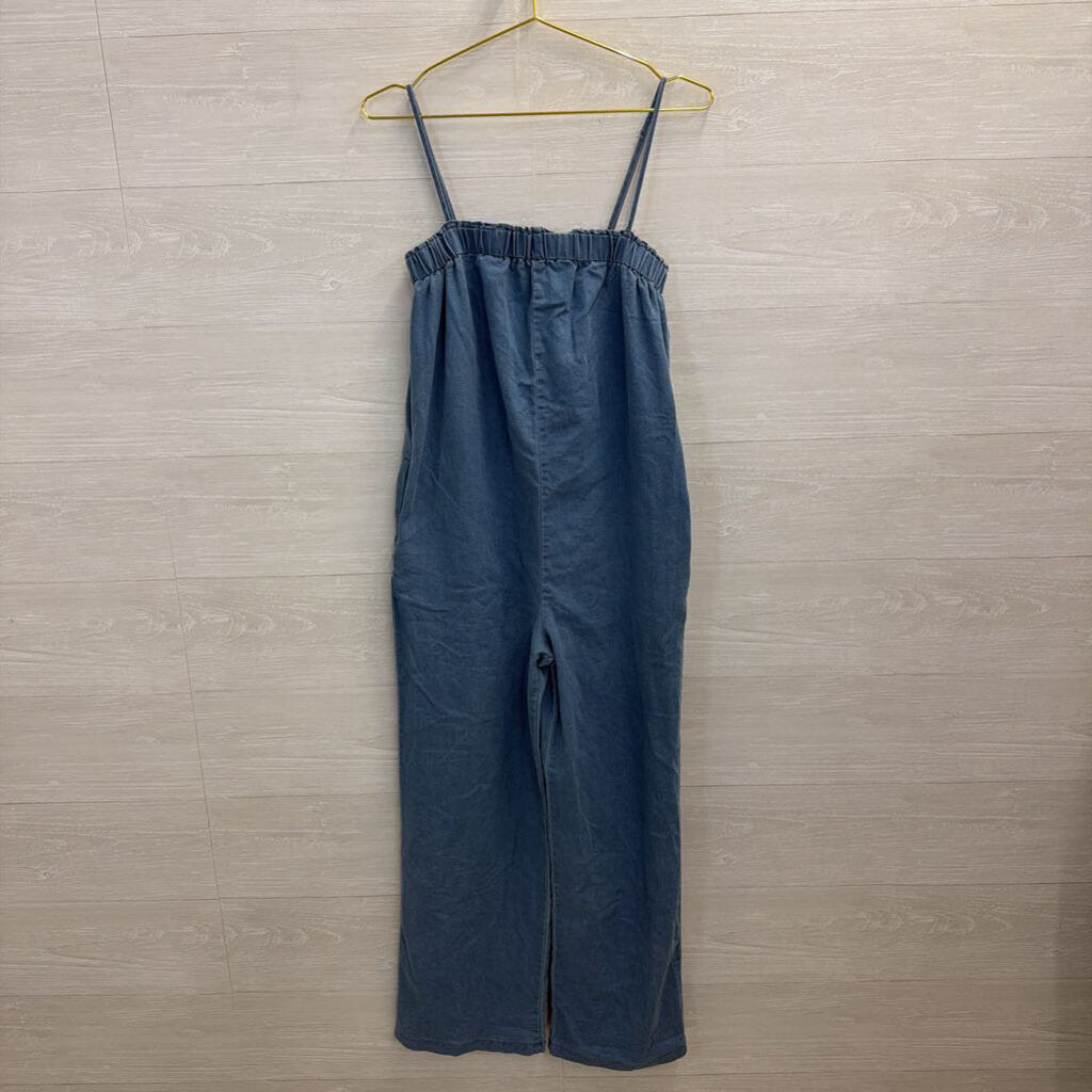 Blue Chambray Wide Leg Jumpsuit Small