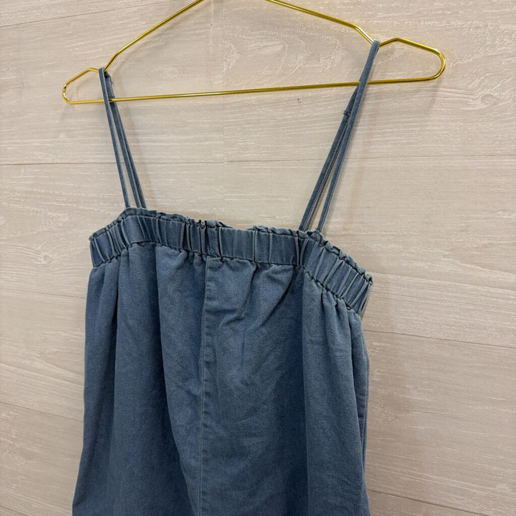 Blue Chambray Wide Leg Jumpsuit Small