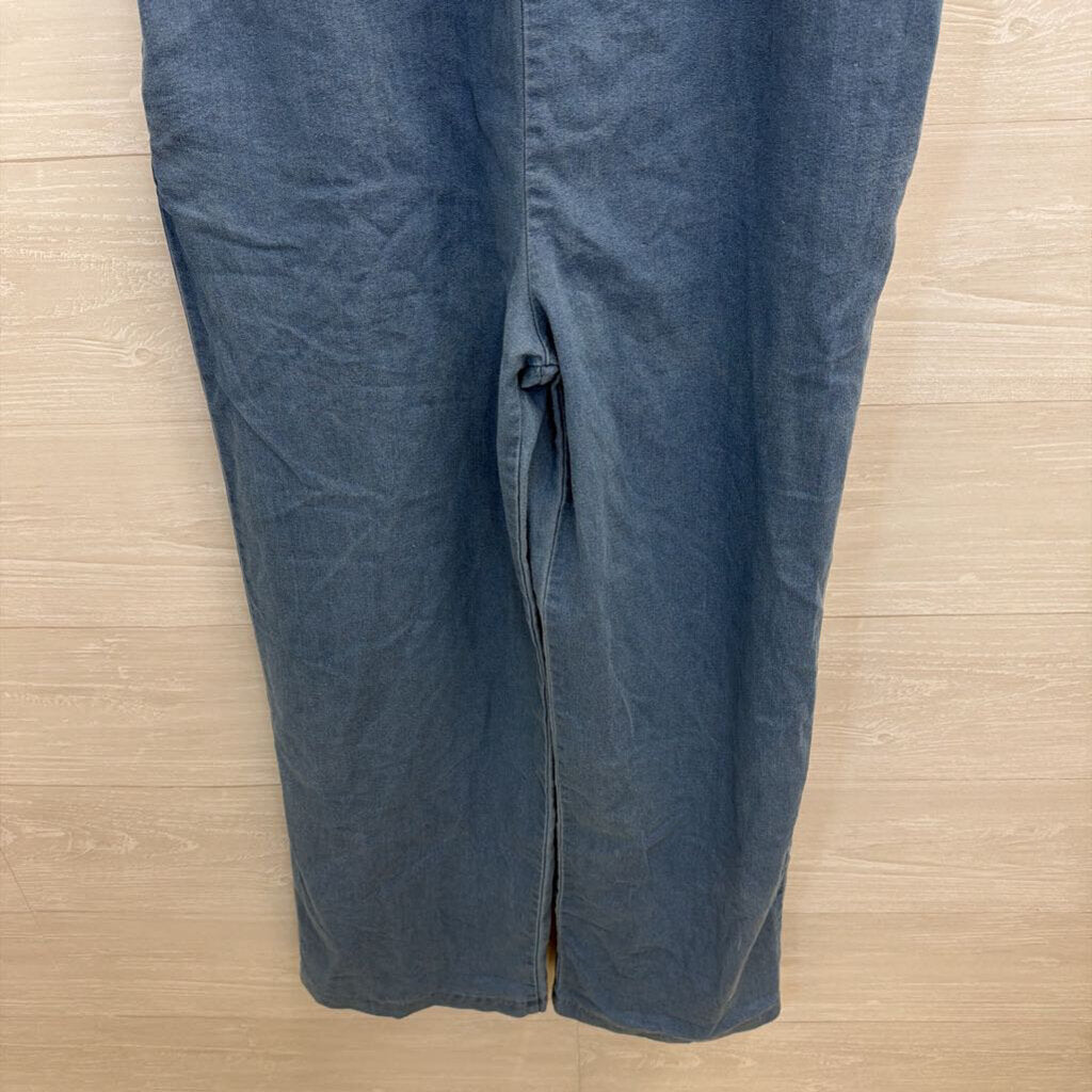 Blue Chambray Wide Leg Jumpsuit Small